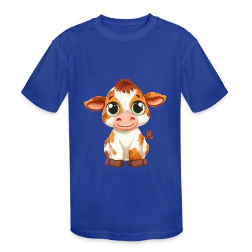 Cute Cartoon Baby Calf with Bright Innocent Eyes - Kids' Moisture Wicking Performance T-Shirt