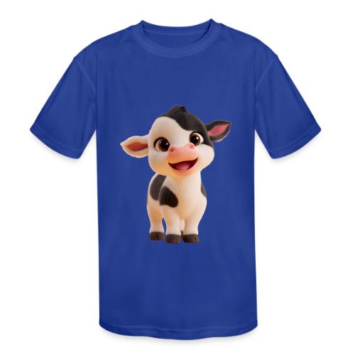 Joyful Cartoon Baby Cow Standing - Kids' Moisture Wicking Performance T-Shirt