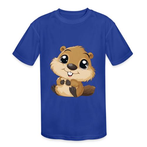 Adorable Cartoon Baby Beaver with Big Eyes - Kids' Moisture Wicking Performance T-Shirt