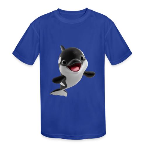 Smiling Cartoon Baby Orca - Kids' Moisture Wicking Performance T-Shirt