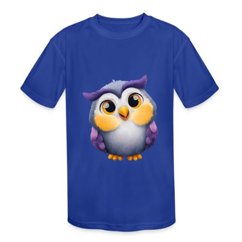 Colorful Cartoon Baby Owl with Big Sparkling Eyes - Kids' Moisture Wicking Performance T-Shirt