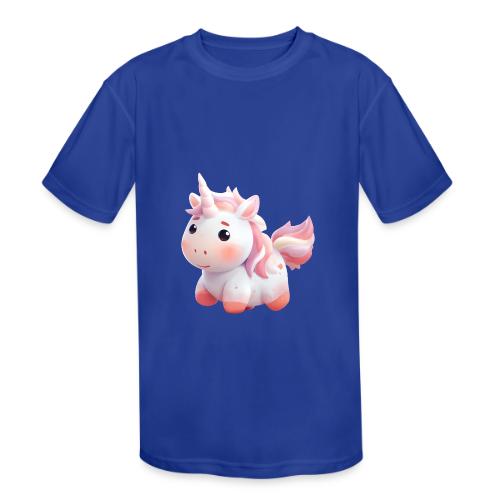 Sweet Cartoon Pink Unicorn - Kids' Moisture Wicking Performance T-Shirt