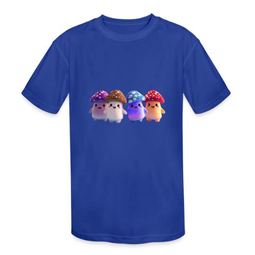 Colorful Cartoon Mushroom Quartet - Kids' Moisture Wicking Performance T-Shirt