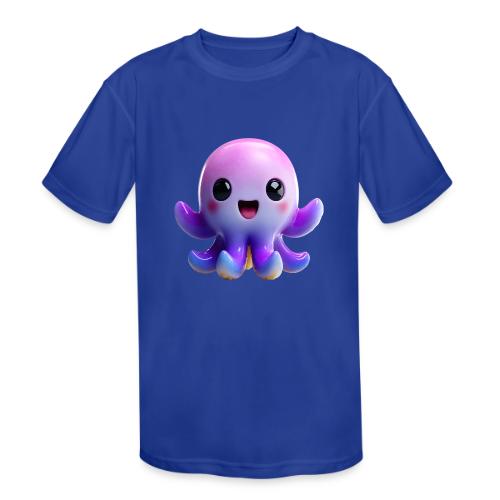 Joyful Cartoon Purple Baby Octopus with Big Smile - Kids' Moisture Wicking Performance T-Shirt