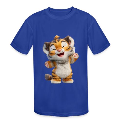 Energetic Baby Tiger Standing with Joy - Kids' Moisture Wicking Performance T-Shirt
