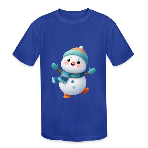 Joyful Cartoon Snowman Arms Up - Kids' Moisture Wicking Performance T-Shirt