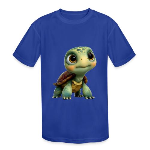 Adorable Cartoon Baby Turtle with Big Eyes - Kids' Moisture Wicking Performance T-Shirt