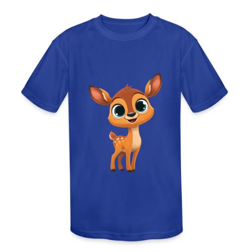 Cute Cartoon Deer with Joyful Big Eyes - Kids' Moisture Wicking Performance T-Shirt