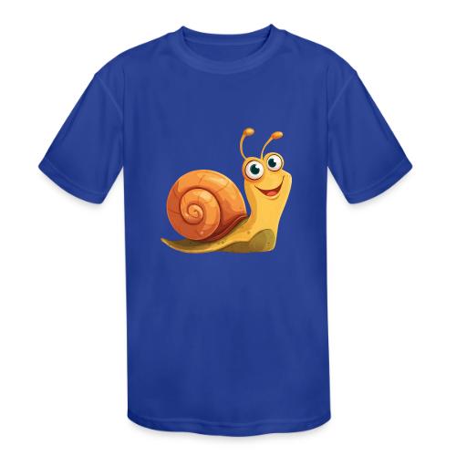 Happy Cartoon Snail with a Smile - Kids' Moisture Wicking Performance T-Shirt