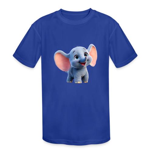 Playful Baby Elephant with Big Eyes - Kids' Moisture Wicking Performance T-Shirt
