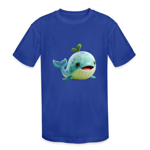 Playful Green-Blue Baby Whale - Kids' Moisture Wicking Performance T-Shirt
