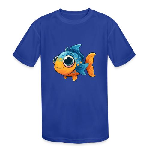 Colorful Cartoon Baby Fish in Blue and Orange - Kids' Moisture Wicking Performance T-Shirt