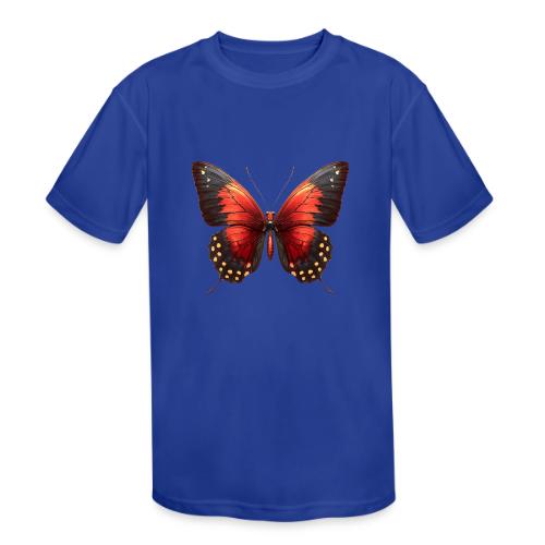 Bright Red, Black, and Yellow Butterfly - Kids' Moisture Wicking Performance T-Shirt