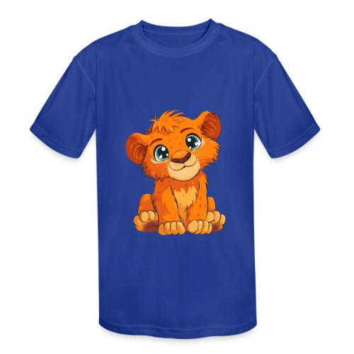 Sweet Cartoon Lion Cub with Big Innocent Eyes - Kids' Moisture Wicking Performance T-Shirt