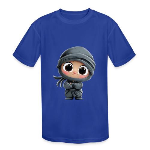 Cute Cartoon Baby Ninja Standing with Big Smile - Kids' Moisture Wicking Performance T-Shirt