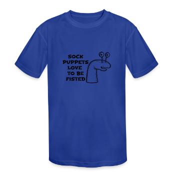 Sock Puppet Fisted - Kids' Moisture Wicking Performance T-Shirt - royal blue - Front
