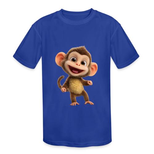 Happy Baby Monkey Standing - Kids' Moisture Wicking Performance T-Shirt