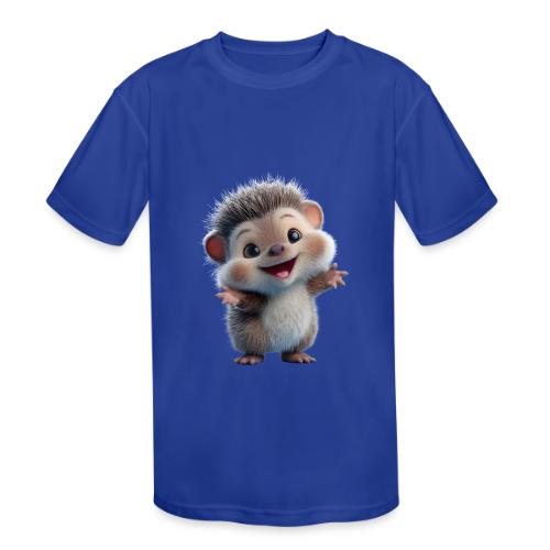 Playful Cartoon Hedgehog with Joyful Pose - Kids' Moisture Wicking Performance T-Shirt