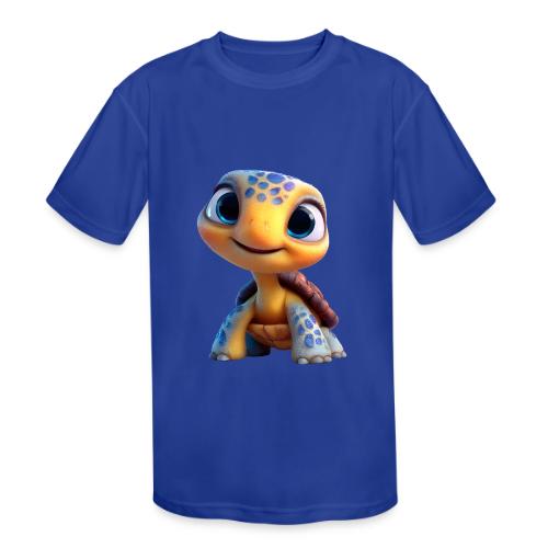 Joyful 3D Baby Turtle with Big Eyes - Kids' Moisture Wicking Performance T-Shirt