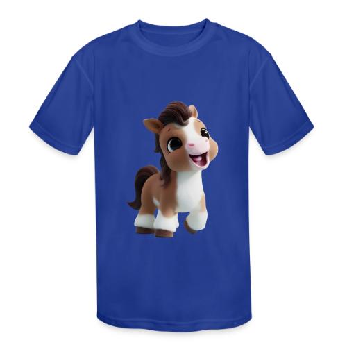 Sweet Cartoon Baby Pony in Brown and White - Kids' Moisture Wicking Performance T-Shirt