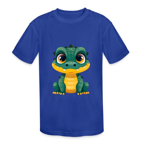Smiling Cartoon Alligator - Kids' Moisture Wicking Performance T-Shirt