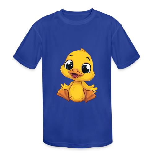 Sweet Yellow Cartoon Duck Sitting Happily - Kids' Moisture Wicking Performance T-Shirt