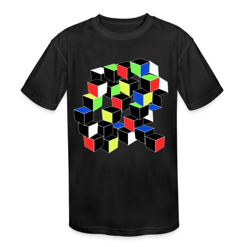 Optical Illusion Shirt - Cubes in 6 colors- Cubist - Kids' Moisture Wicking Performance T-Shirt