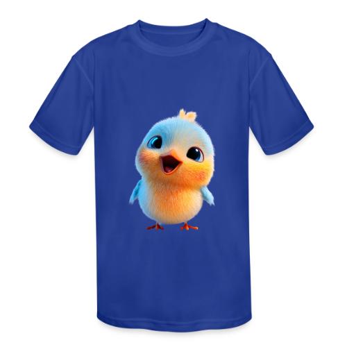 Colorful Cartoon Baby Bird in Orange and Blue - Kids' Moisture Wicking Performance T-Shirt