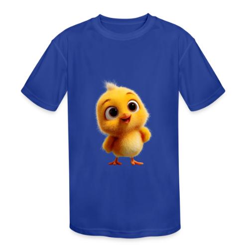 Cute Cartoon Yellow Chick with Big Sparkling Eyes - Kids' Moisture Wicking Performance T-Shirt