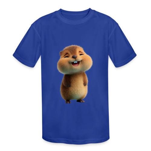 Joyful Cartoon Baby Beaver - Kids' Moisture Wicking Performance T-Shirt