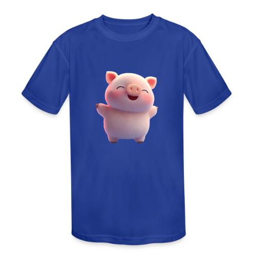 Cute Cartoon Baby Pig Standing Arms Up - Kids' Moisture Wicking Performance T-Shirt