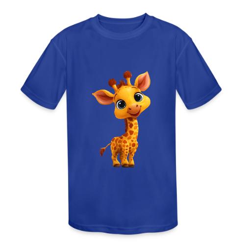 Adorable Cartoon Baby Giraffe with Big Eyes - Kids' Moisture Wicking Performance T-Shirt