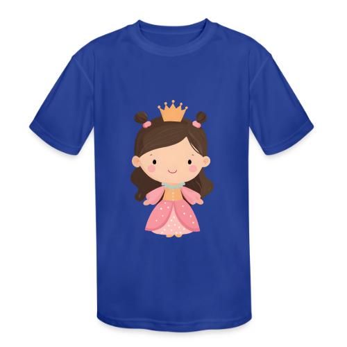 Cute Cartoon Little Princess Standing and Smiling - Kids' Moisture Wicking Performance T-Shirt