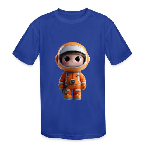 Cute Cartoon Astronaut in Orange Suit - Kids' Moisture Wicking Performance T-Shirt