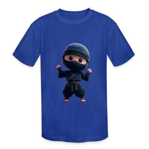 Cute Cartoon Ninja Toddler in Fight Pose - Kids' Moisture Wicking Performance T-Shirt