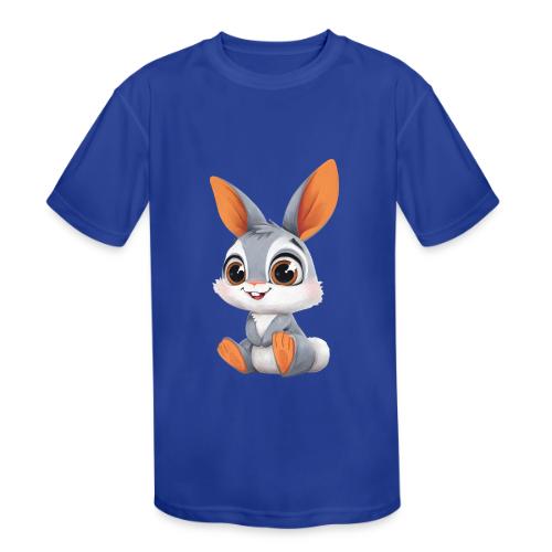 Multicolor Baby Rabbit Cartoon Sitting - Kids' Moisture Wicking Performance T-Shirt