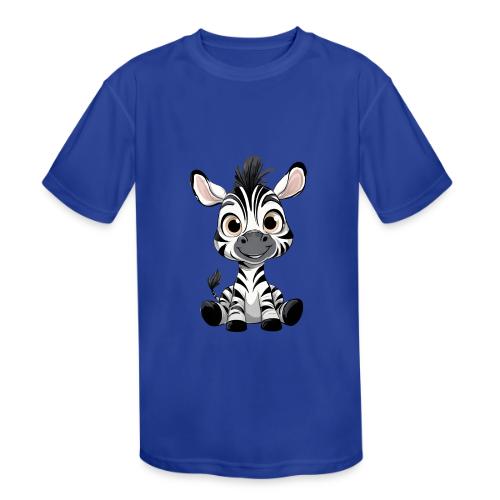 Adorable Cartoon Baby Zebra with Innocent Eyes - Kids' Moisture Wicking Performance T-Shirt