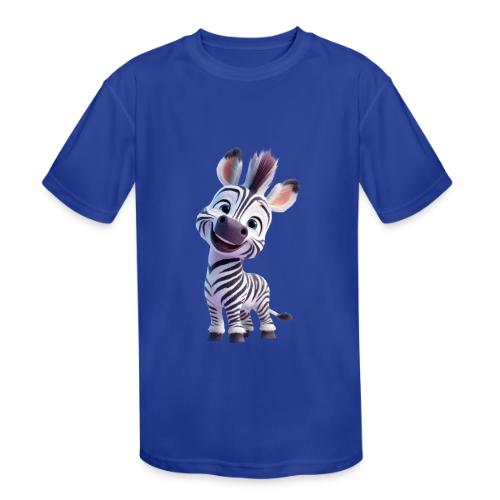 Playful 3D Baby Zebra Smiling Brightly - Kids' Moisture Wicking Performance T-Shirt