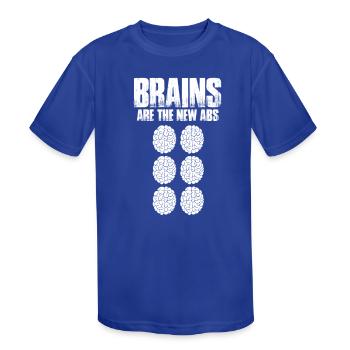 Brains Are The New Abs, Neuroscience - Kids' Moisture Wicking Performance T-Shirt - royal blue - Front