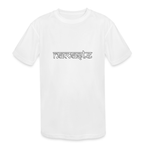 Namaste white sign with black border - Kids' Moisture Wicking Performance T-Shirt
