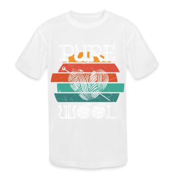 Pure Wool Knitting Vintage Heart Distressed - Kids' Moisture Wicking Performance T-Shirt - white - Front