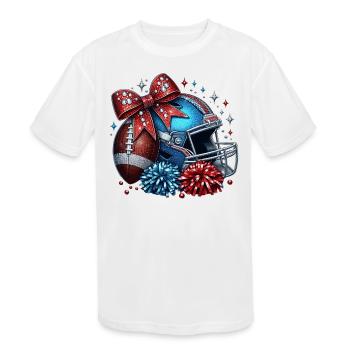 Patriotic Football Helmet Bow - Kids' Moisture Wicking Performance T-Shirt - white - Front