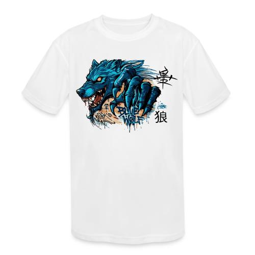 Blue Wolf Graffiti Street Art - Kids' Moisture Wicking Performance T-Shirt