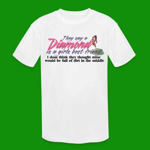 Softball Diamond is a girls Best Friend - Kids' Moisture Wicking Performance T-Shirt