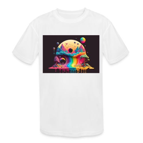 Full Moon Over Rainbow River Falls - Psychedelia - Kids' Moisture Wicking Performance T-Shirt