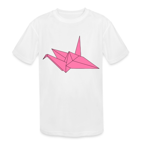 Origami Paper Crane Design - Pink - Kids' Moisture Wicking Performance T-Shirt