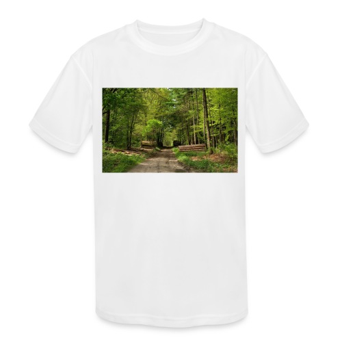forest tree log road - Kids' Moisture Wicking Performance T-Shirt