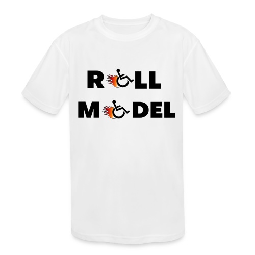 Roll model in a wheelchair, for wheelchair users - Kids' Moisture Wicking Performance T-Shirt