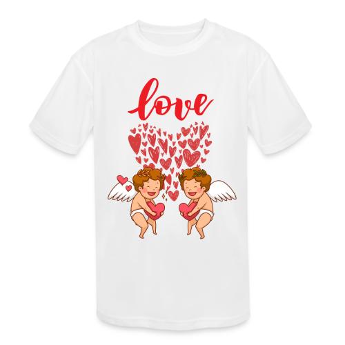 Cupid Love Designs, cupid love angel vibration. - Kids' Moisture Wicking Performance T-Shirt