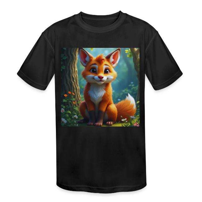 Magical fantasy fox in enchanted forest scene